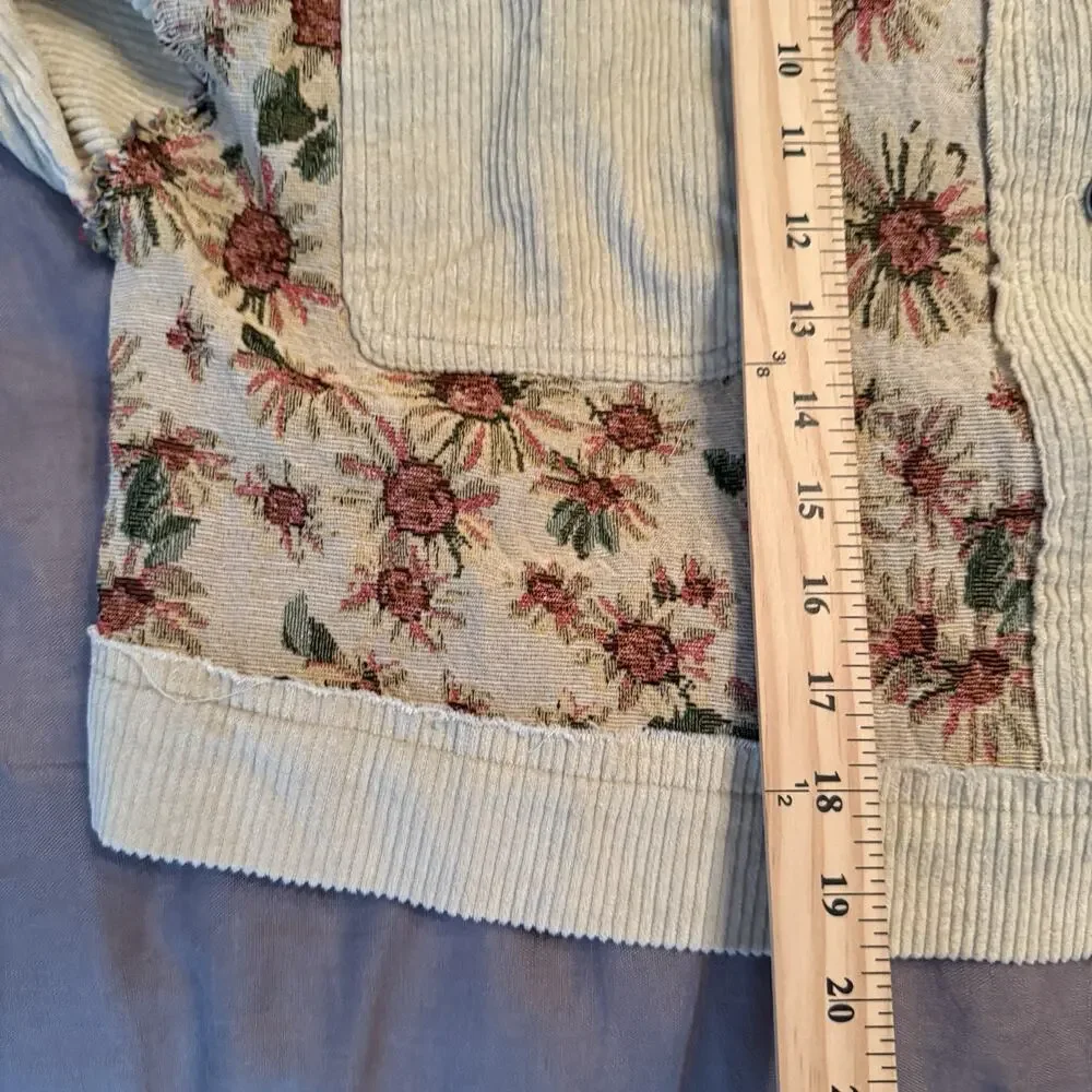 POL Quilted Corduroy Jacket Jacquard‎ Sz S Tapestry Grandma Cottage